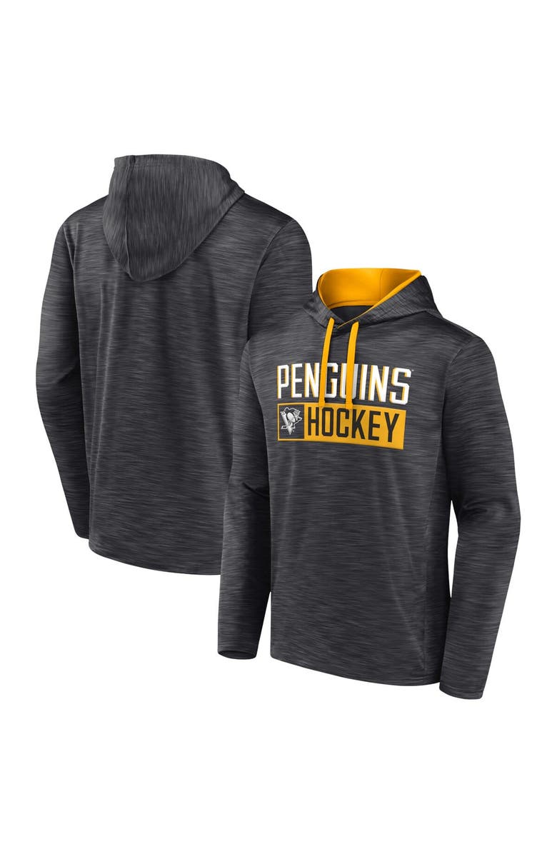 FANATICS Men's Fanatics Branded Heather Charcoal Pittsburgh Penguins Close Shave Pullover Hoodie, Main, color,