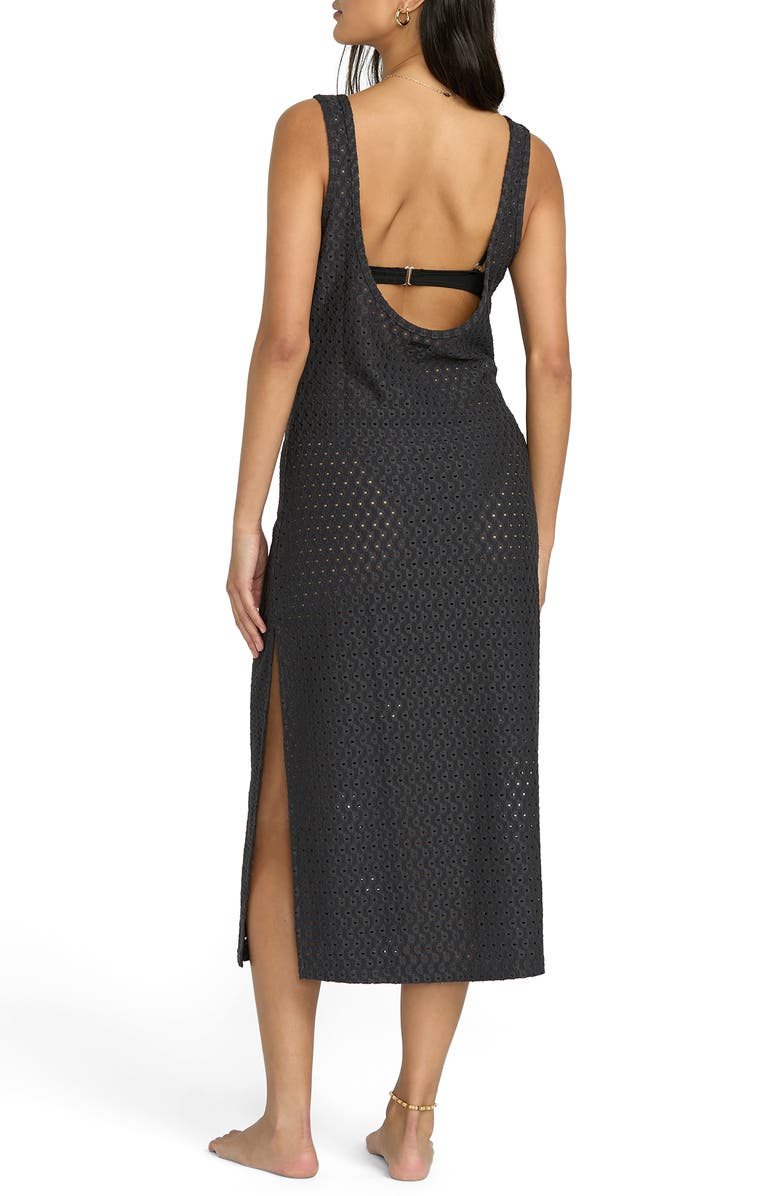 Billabong Eyelet Cover-Up Midi Dress, Alternate, color, Off Black