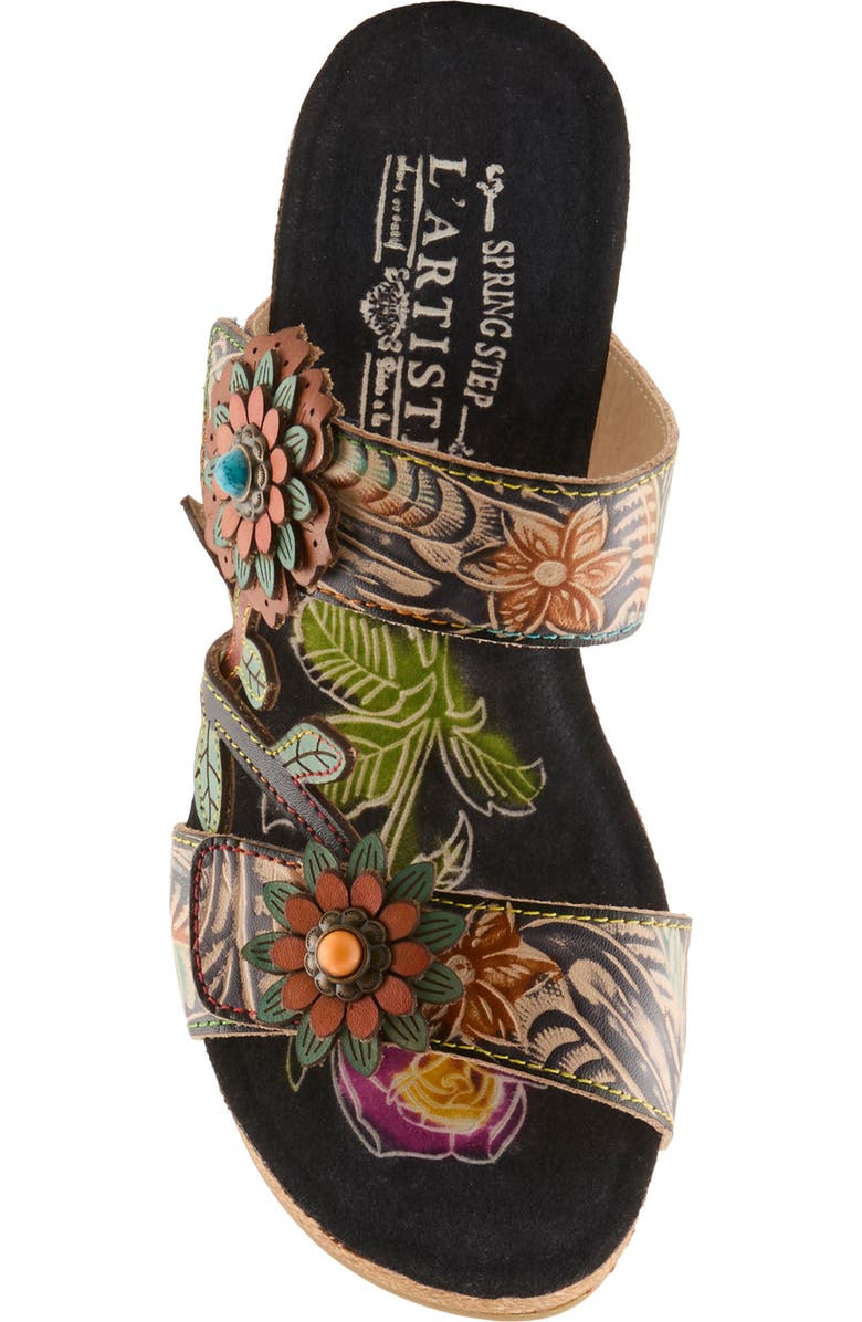 L'Artiste by Spring Step Moai Platform Wedge Sandal, Alternate, color, Navy Multi