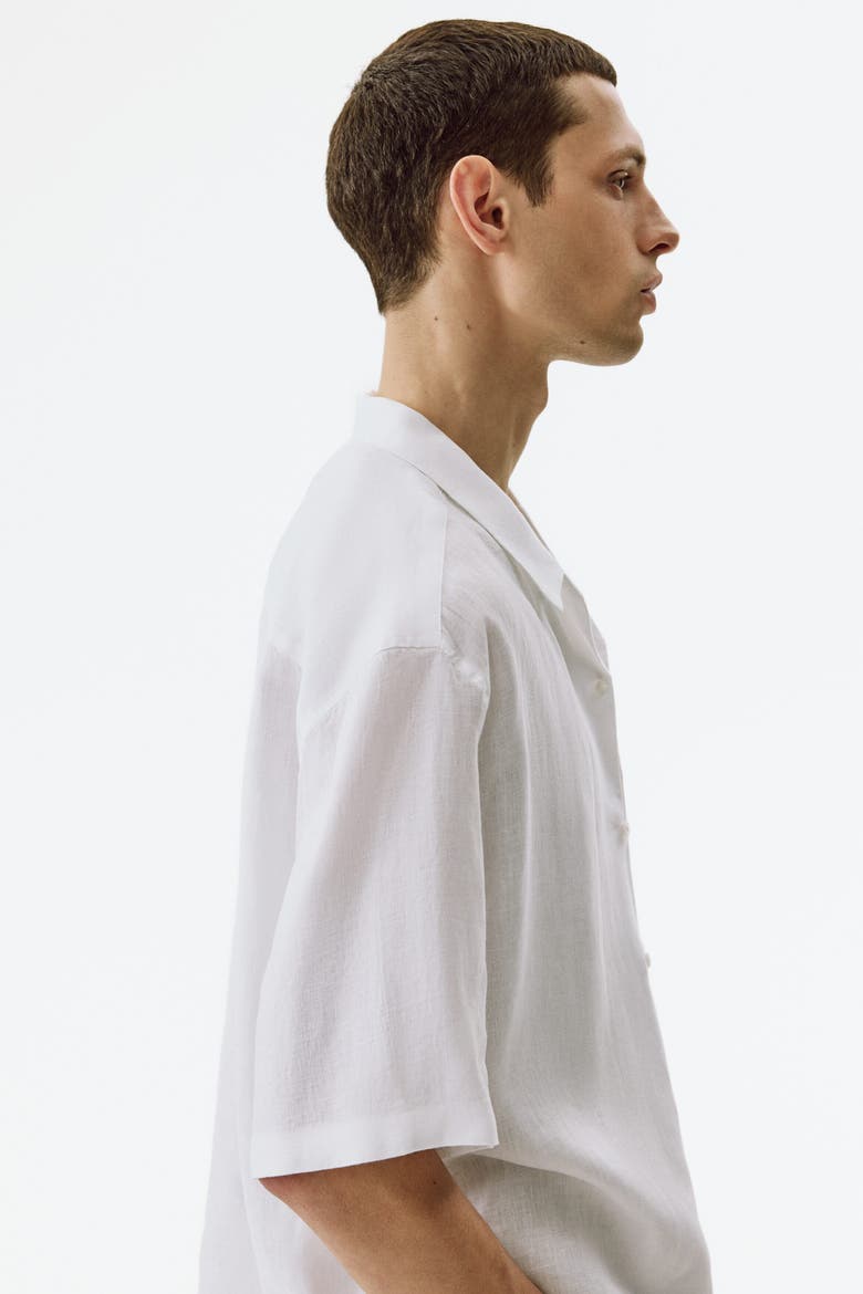 Relaxed Fit Linen Resort Shirt, Alternate, color, White