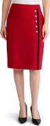 KASPER Faux Wrap Skirt with Buttons