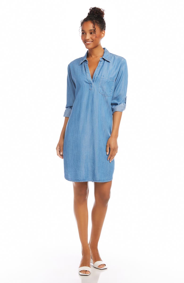 Karen Kane Long Sleeve Chambray Shirtdress, Alternate, color,