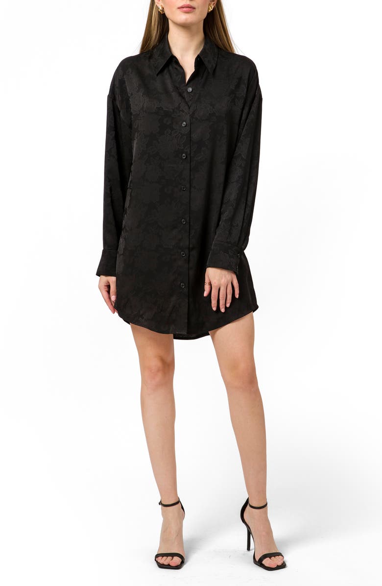 WAYF Floral Jacquard Long Sleeve Shirtdress, Alternate, color, 