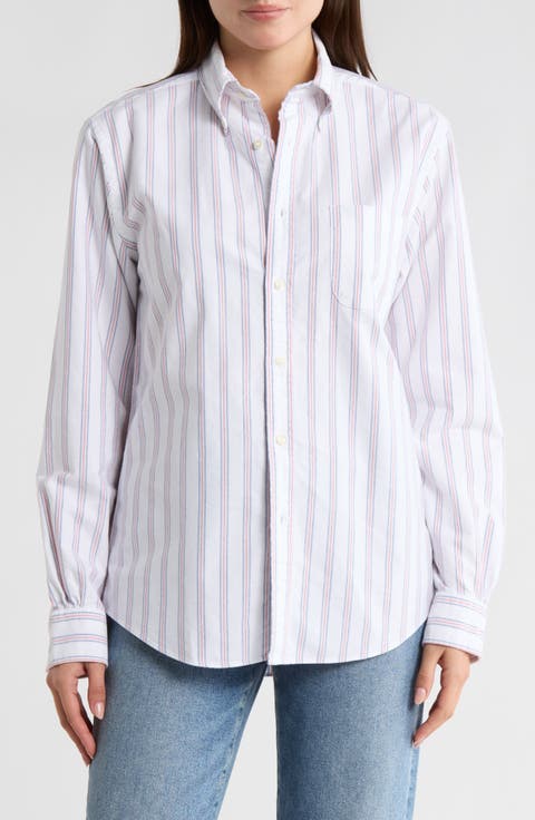 Oxford Stripe Long Sleeve Button-Down Shirt