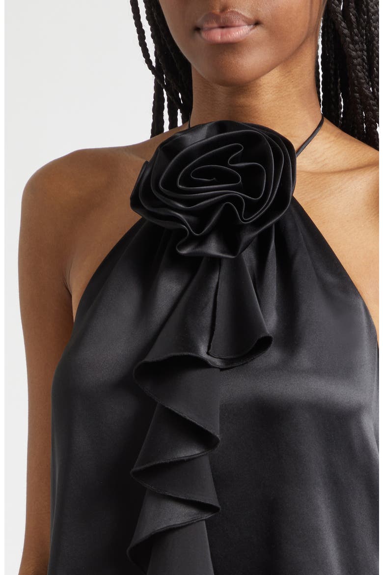Hallie Rosette Silk Top, Alternate, color, BLACK