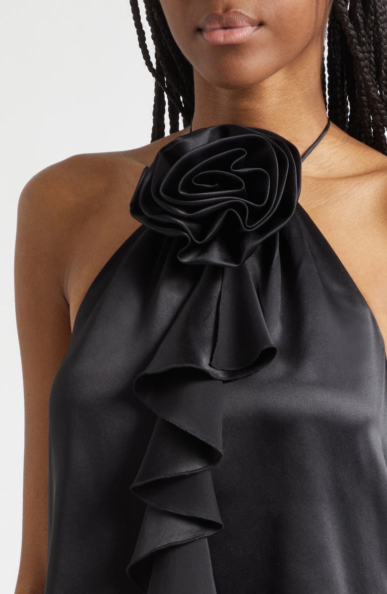 Cinq à Sept Hallie Rosette Silk Top, Alternate, color, Black