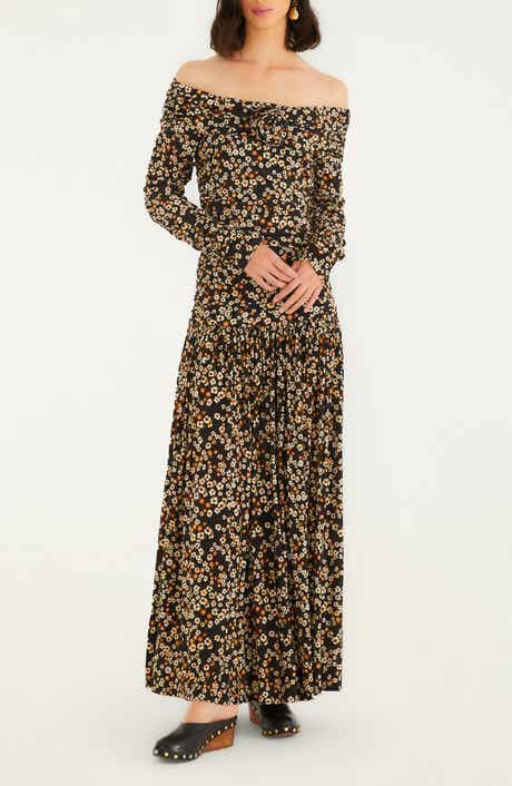 FARM Rio Floral Off the Shoulder Long Sleeve Maxi Dress