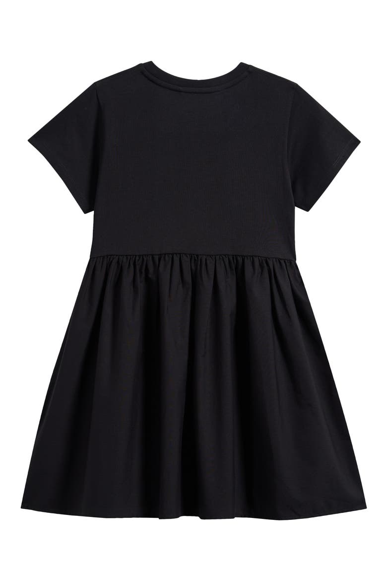 Kids' Script Logo Chevron Waist T-Shirt Dress, Alternate, color, BLACK