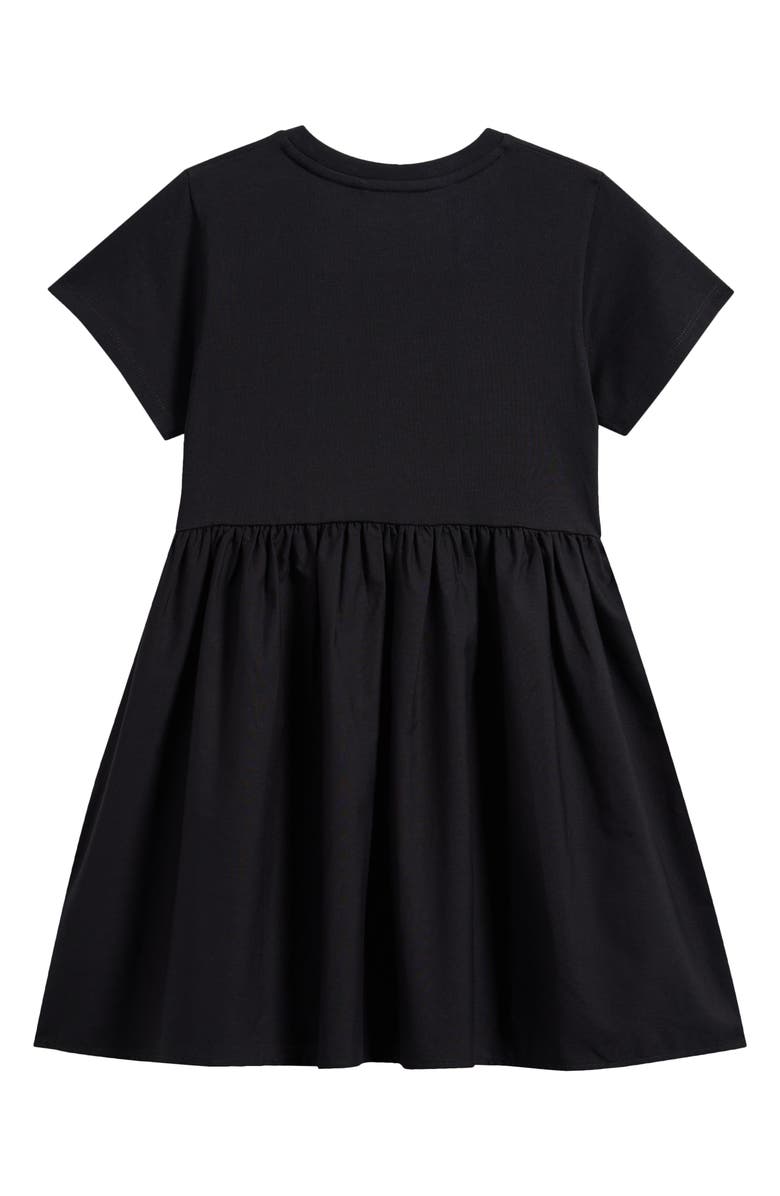 smALLSAINTS by ALLSAINTS Kids' Script Logo Chevron Waist T-Shirt Dress, Alternate, color, Black