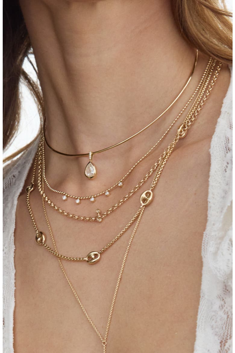 14K Gold Mariner Station Necklace, Alternate, color, 14K YELLOW GOLD