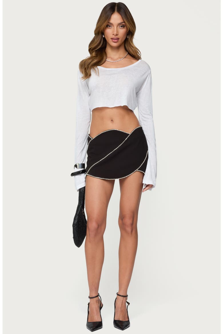 Abstract Rhinestone Mini Skort, Alternate, color, BLACK