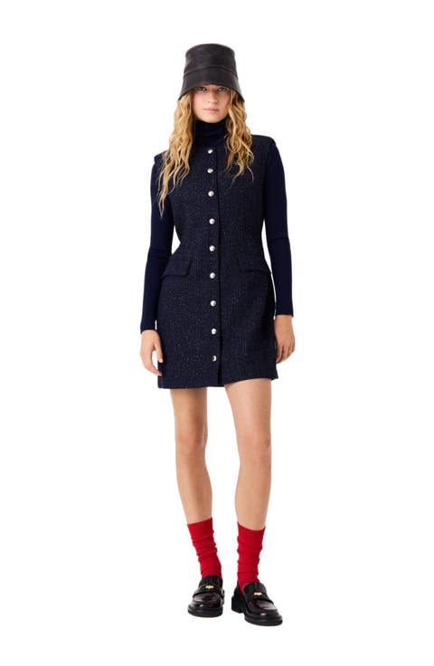 Short lurex tweed dress