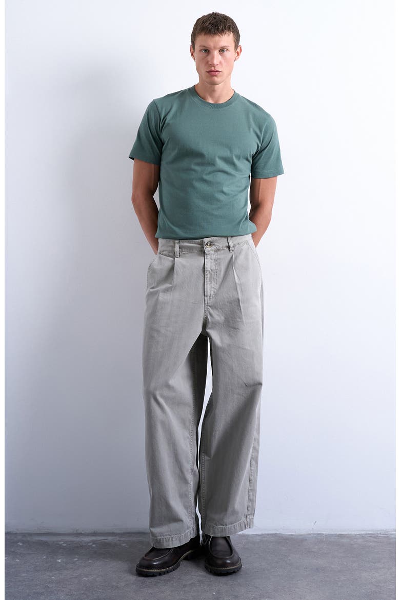 Herringbone Pleated Barrel Pants, Main, color, STONE