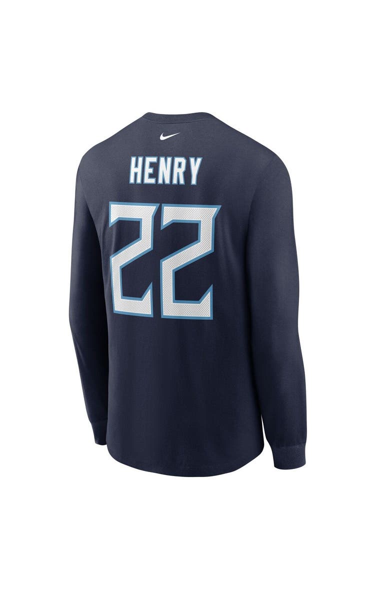 Nike Men's Nike Derrick Henry Navy Tennessee Titans Player Name & Number Long Sleeve T-Shirt, Alternate, color,