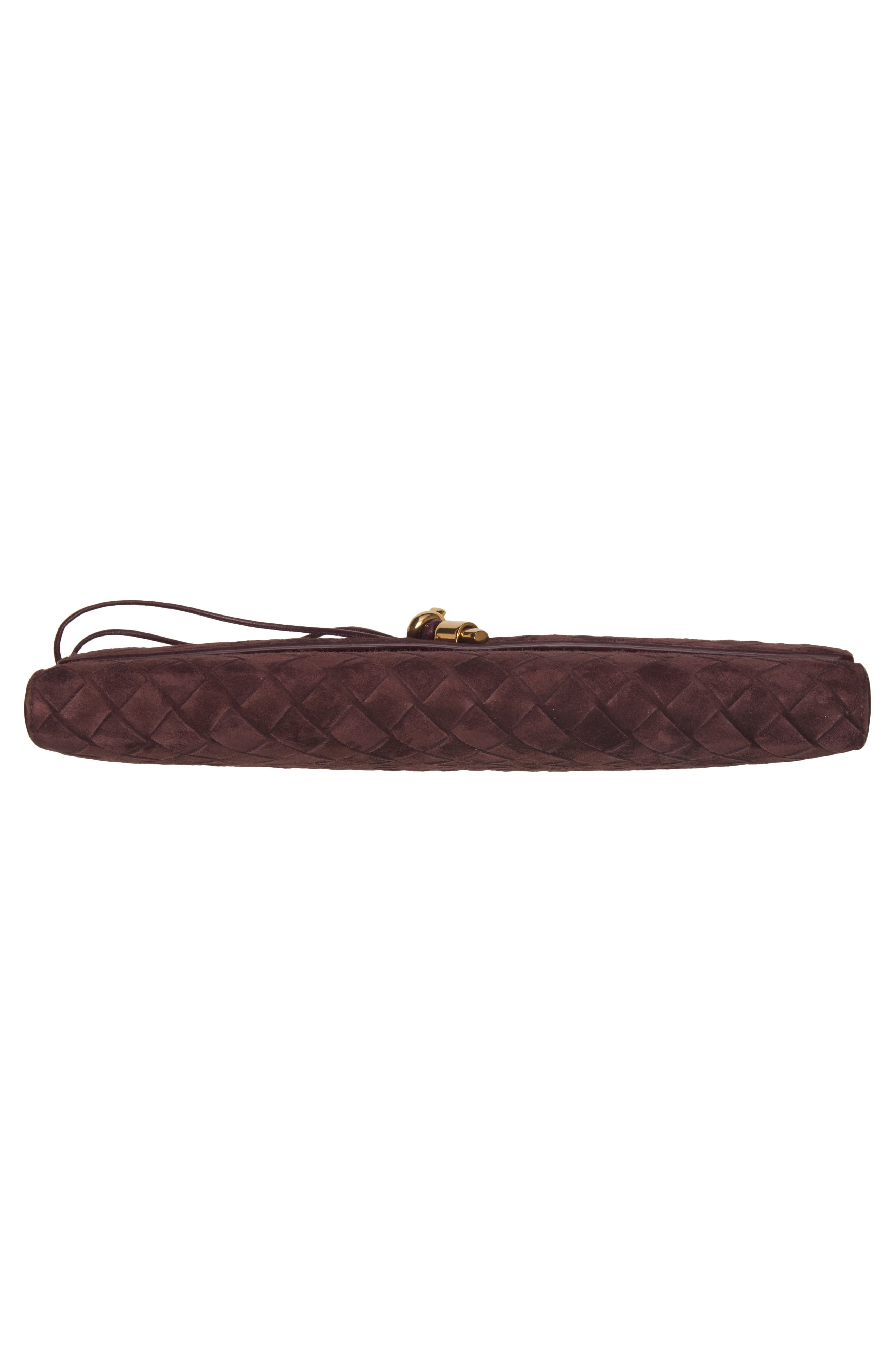Long Andiamo Intrecciato Suede Clutch, Alternate, color, 6147 DEEP MAHOGANY