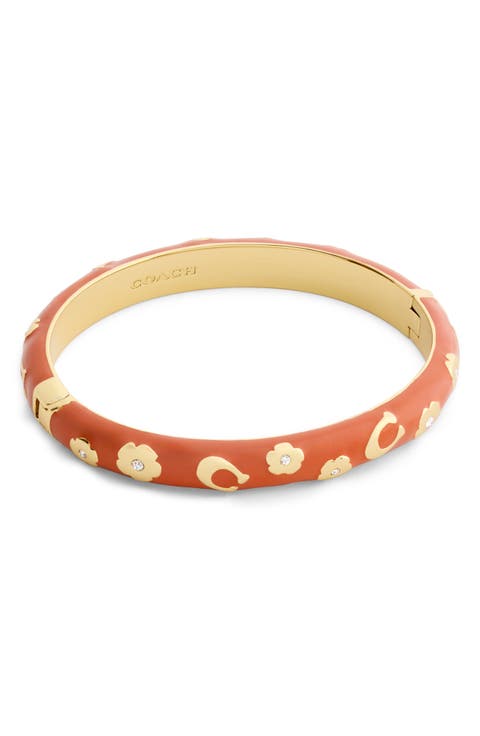Chubby Floral Enamel Hinged Bangle