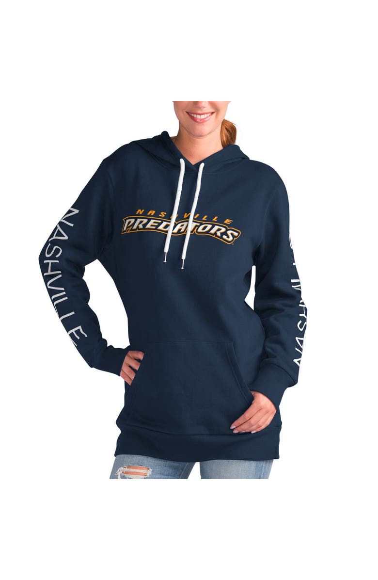 G-III 4HER BY CARL BANKS Women's G-III 4Her by Carl Banks Navy Nashville Predators Overtime Pullover Hoodie, Main, color, Navy