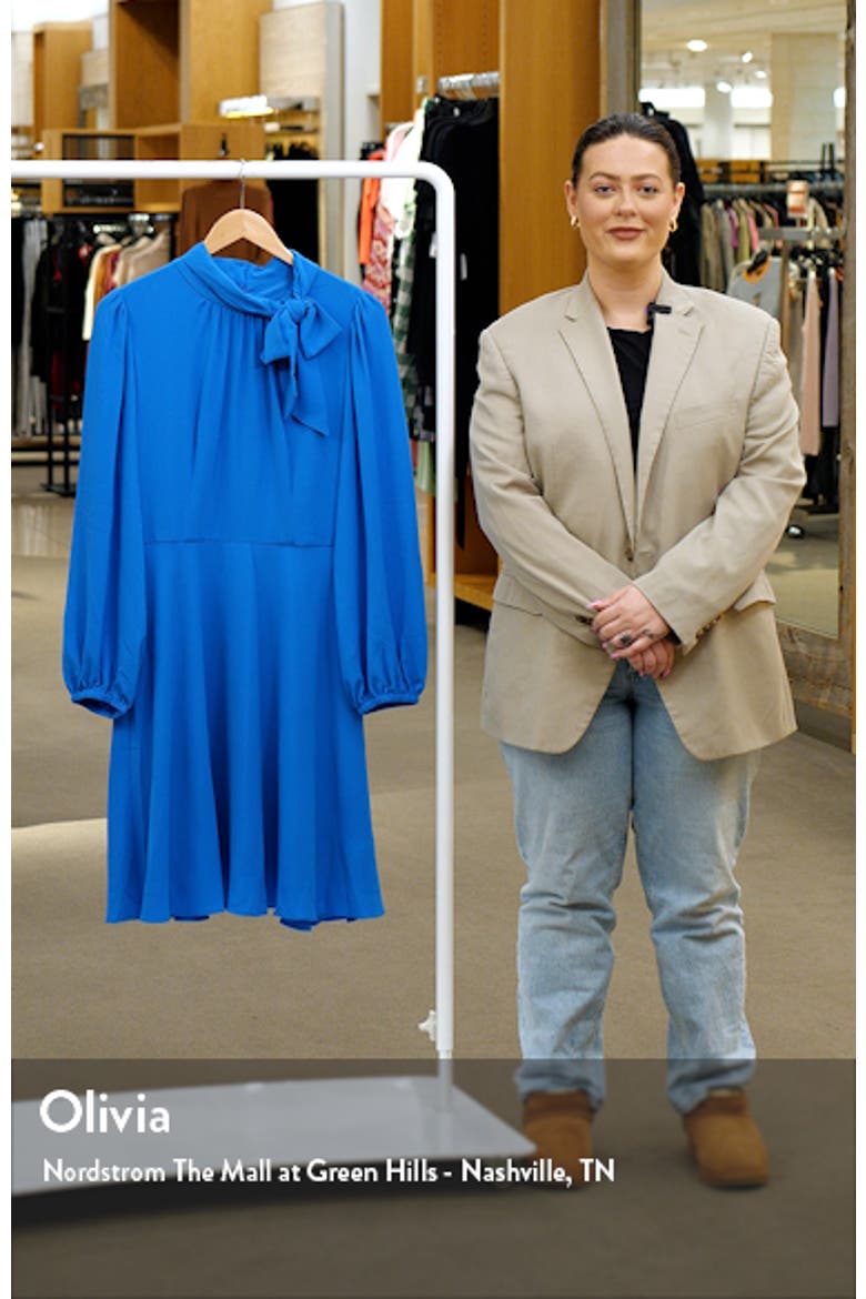 Catalina Tie Neck Long Sleeve Fit & Flare Crepe Dress video