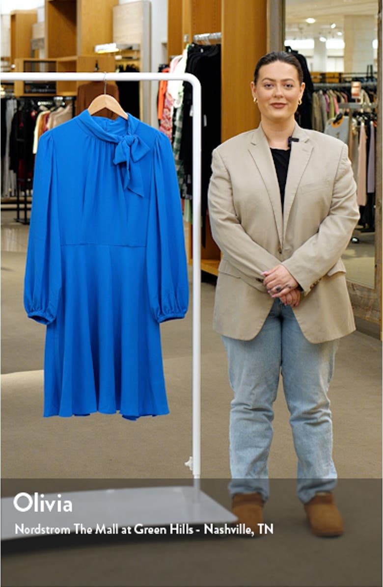 Catalina Tie Neck Long Sleeve Fit & Flare Crepe Dress, sales video thumbnail