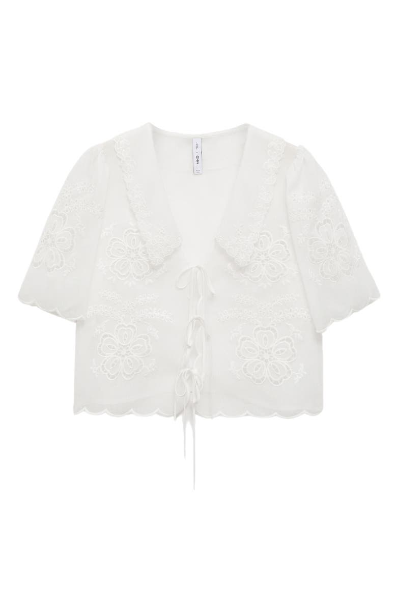 MANGO Kash Tie Front Top, Alternate, color,