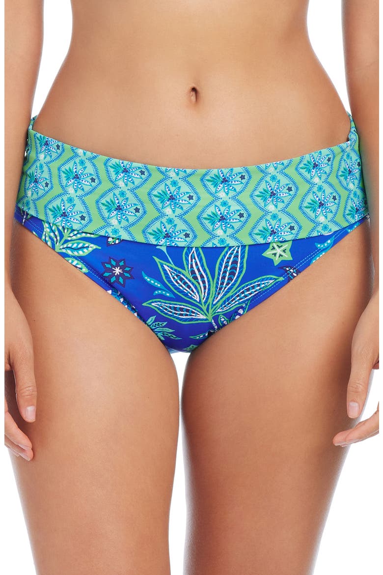 Desert Bloom Foldover Bikini Bottoms, Main, color, BLEU MULTI
