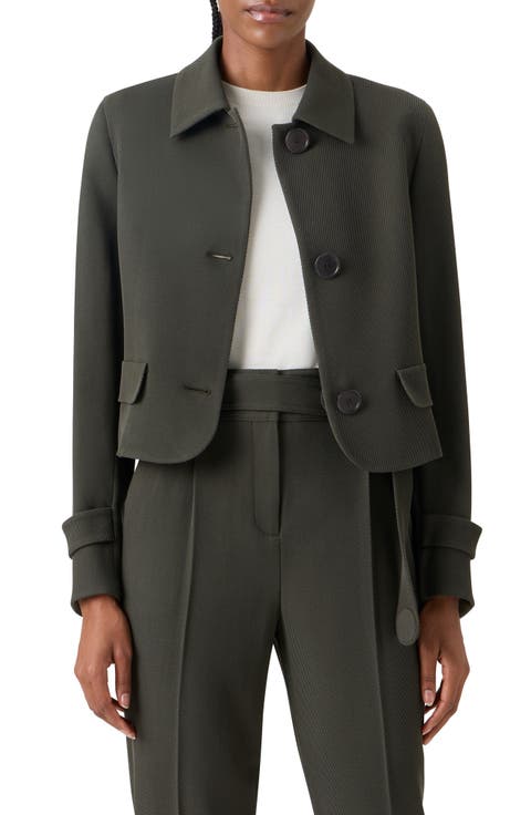 Boxy Wool Tricotine Jacket