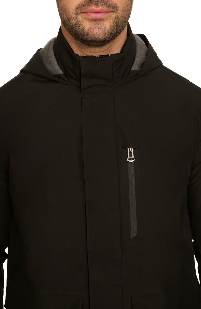 Cole Haan Water Resistant Hooded Windbreaker, Alternate, color, Black
