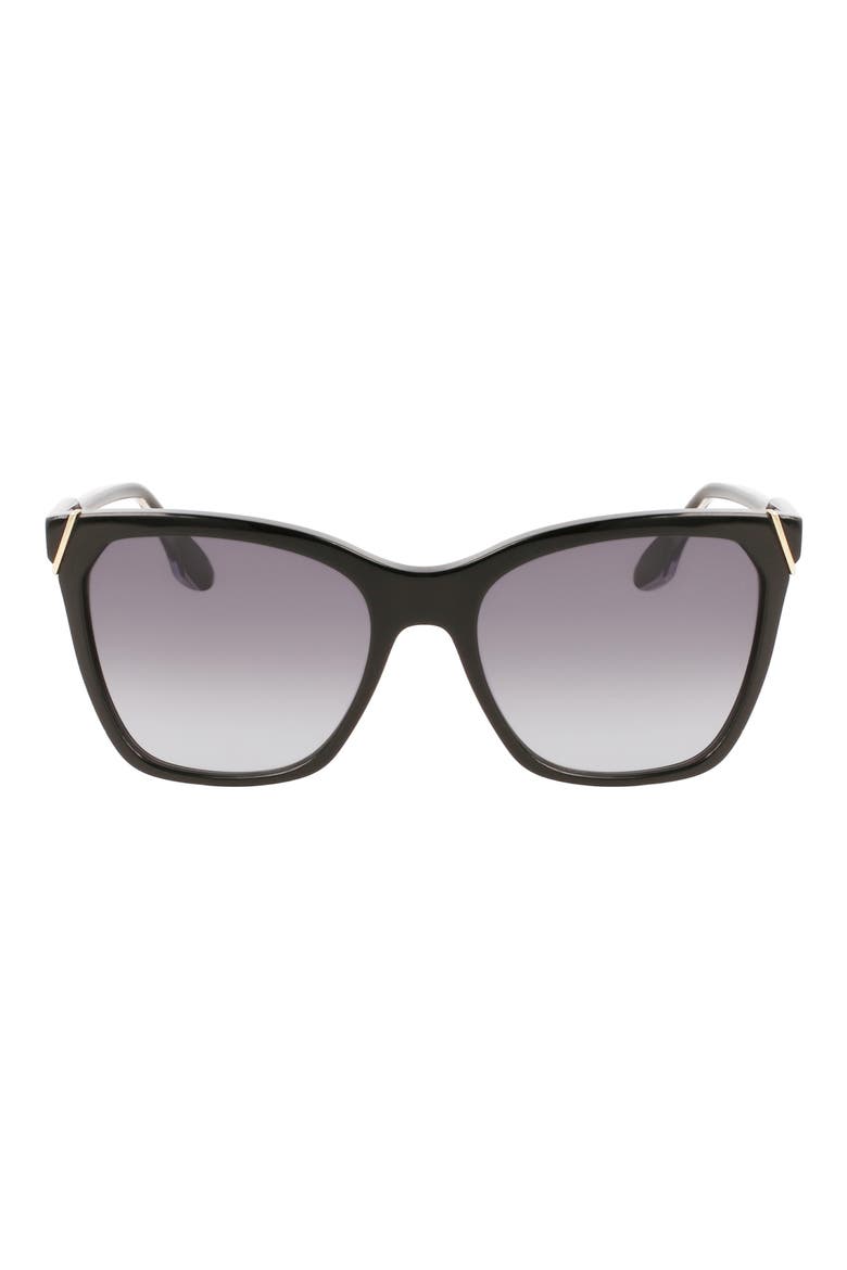 Guilloché 56mm Gradient Rectangular Sunglasses, Main, color, BLACK