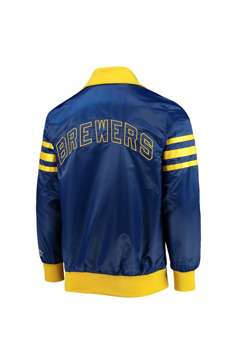 STARTER Men's Starter Royal Milwaukee Brewers The Captain III Full-Zip Varsity Jacket, Alternate, color,