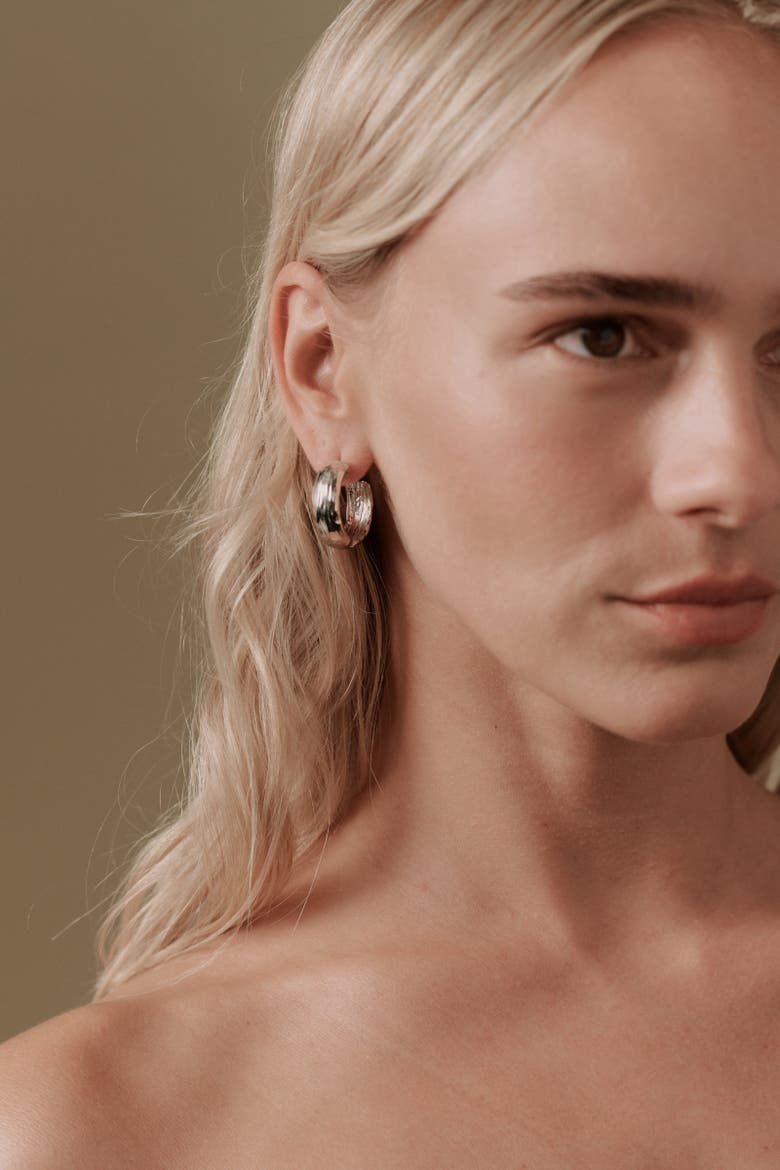 Maxwell Texture Hoops, Alternate, color, Recycled Sterling Silver
