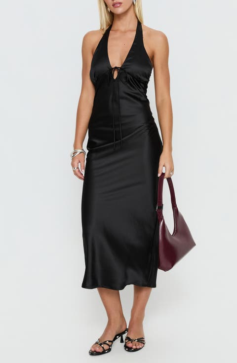 Jessamyn Satin Halter Midi Dress