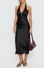 Princess Polly Jessamyn Satin Halter Midi Dress
