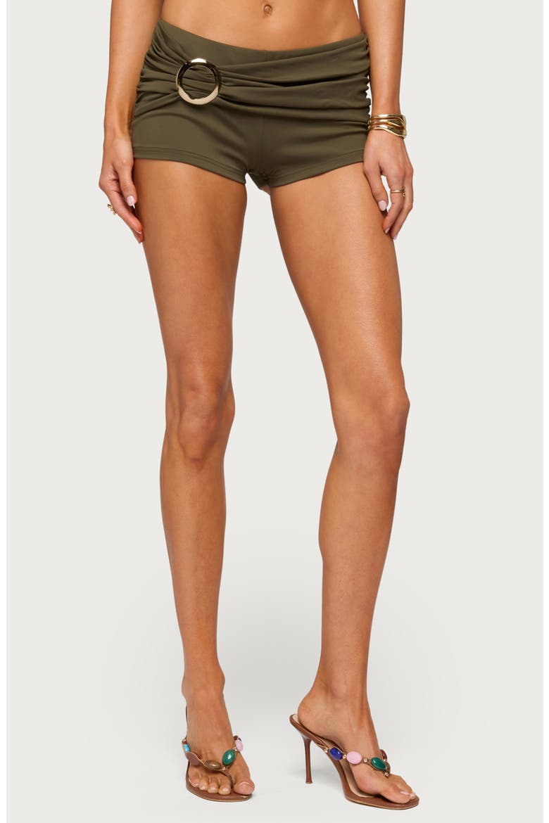 Carine Metal Ring Micro Shorts, Main, color, OLIVE