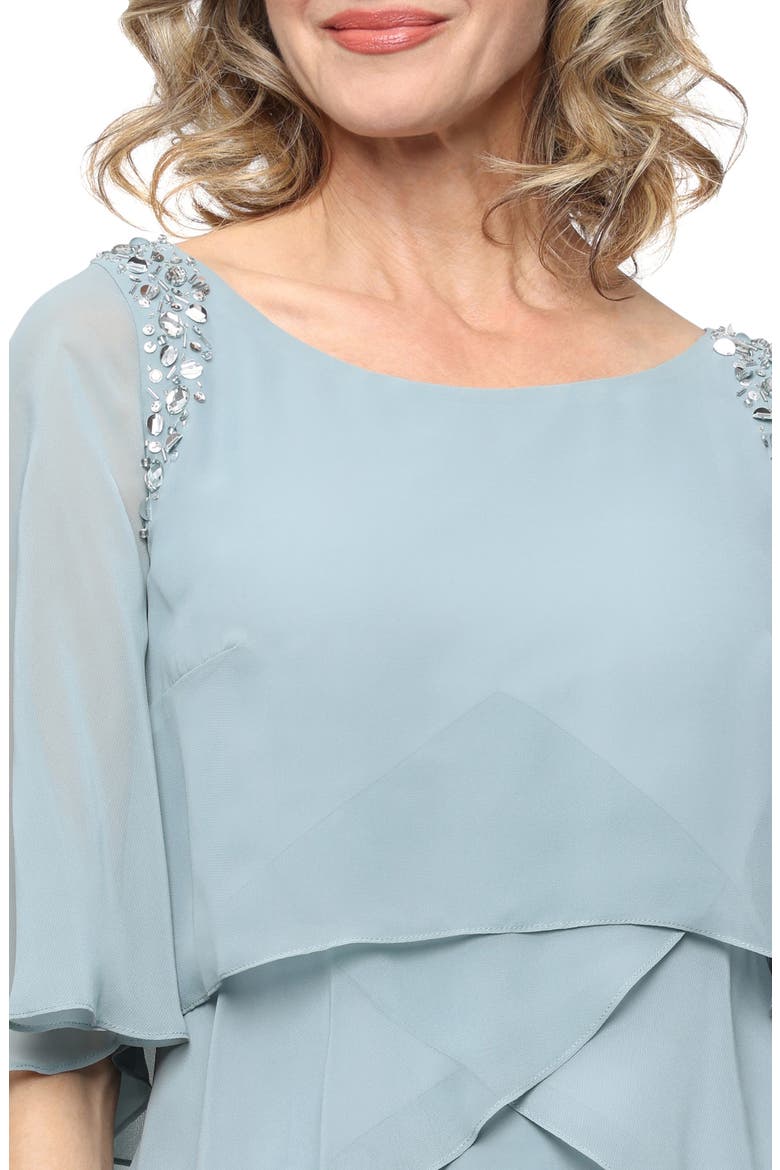 Beaded Tiered Chiffon Dress, Alternate, color, SAGE