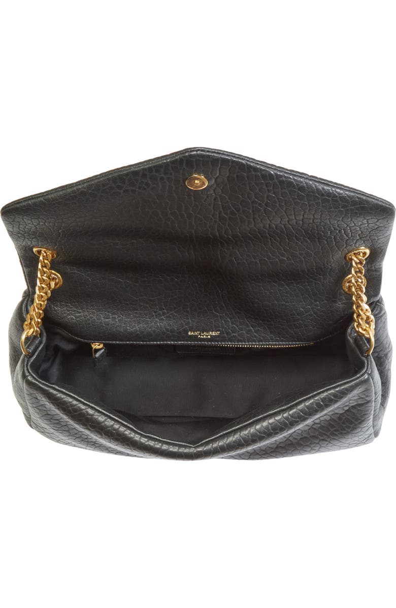 Saint Laurent Medium Calypso Leather Shoulder Bag, Alternate, color, Noir