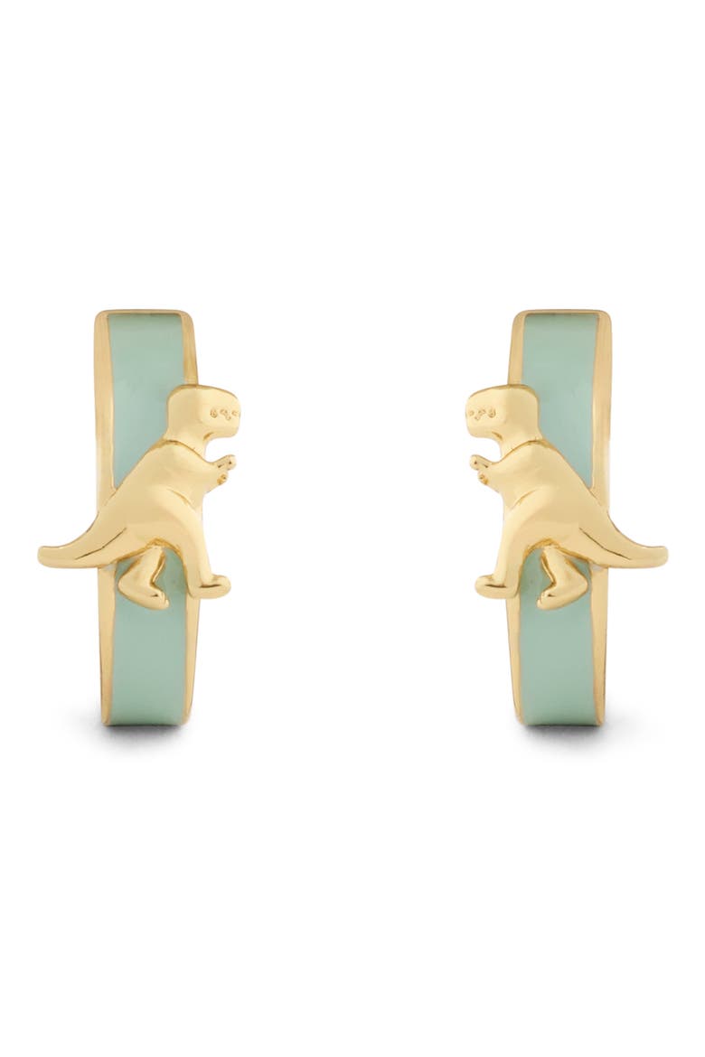 Rexy Enamel Huggie Hoop Earrings, Alternate, color, GREEN/ GOLD
