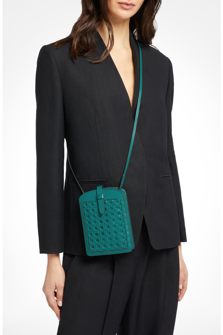 Intreccio Leather Phone Case, Alternate, color, Teal
