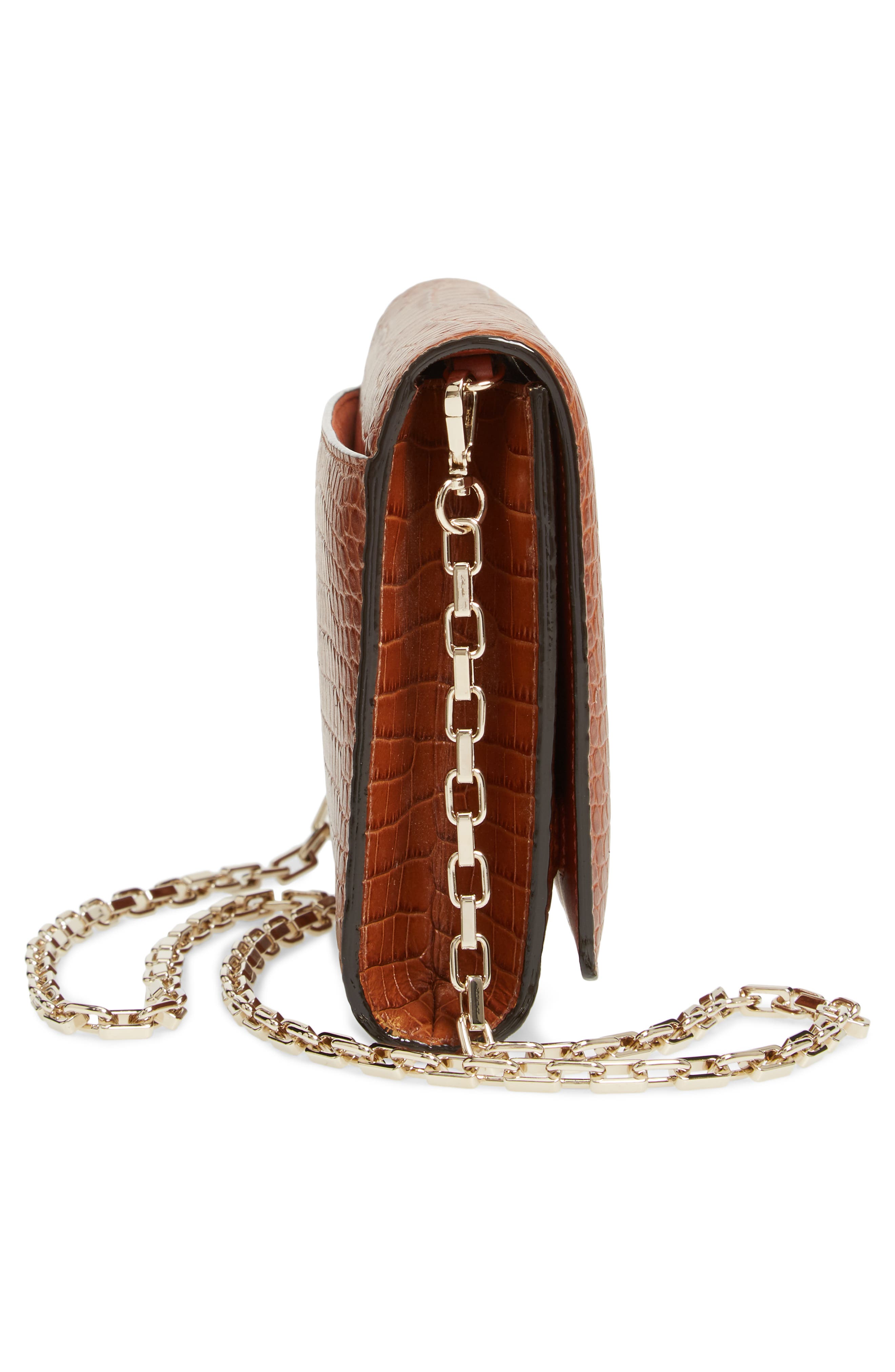 Jimmy Choo Varenne Croc Embossed Leather Clutch, Alternate, color, Cuoio