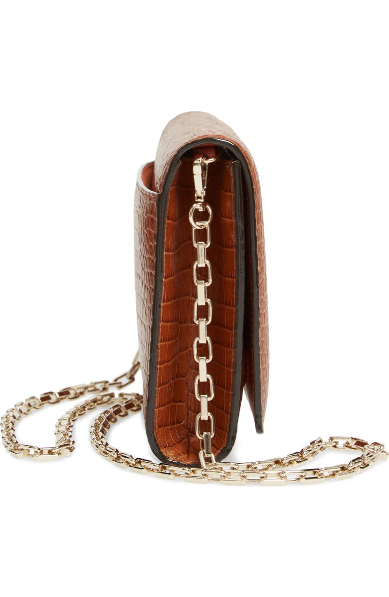 Jimmy Choo Varenne Croc Embossed Leather Clutch, Alternate, color, Cuoio