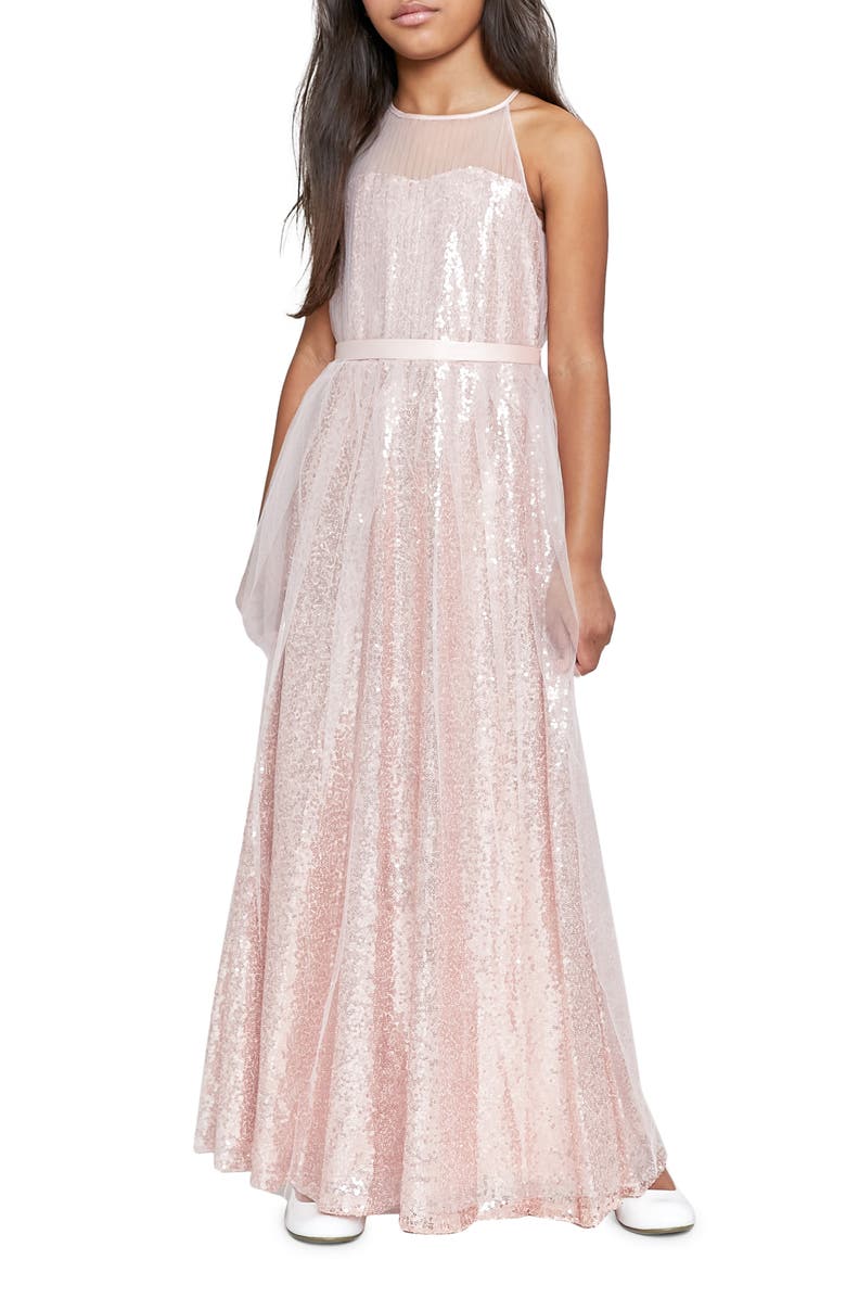 Us Angels Sequin Dress, Alternate, color, Rose Gold