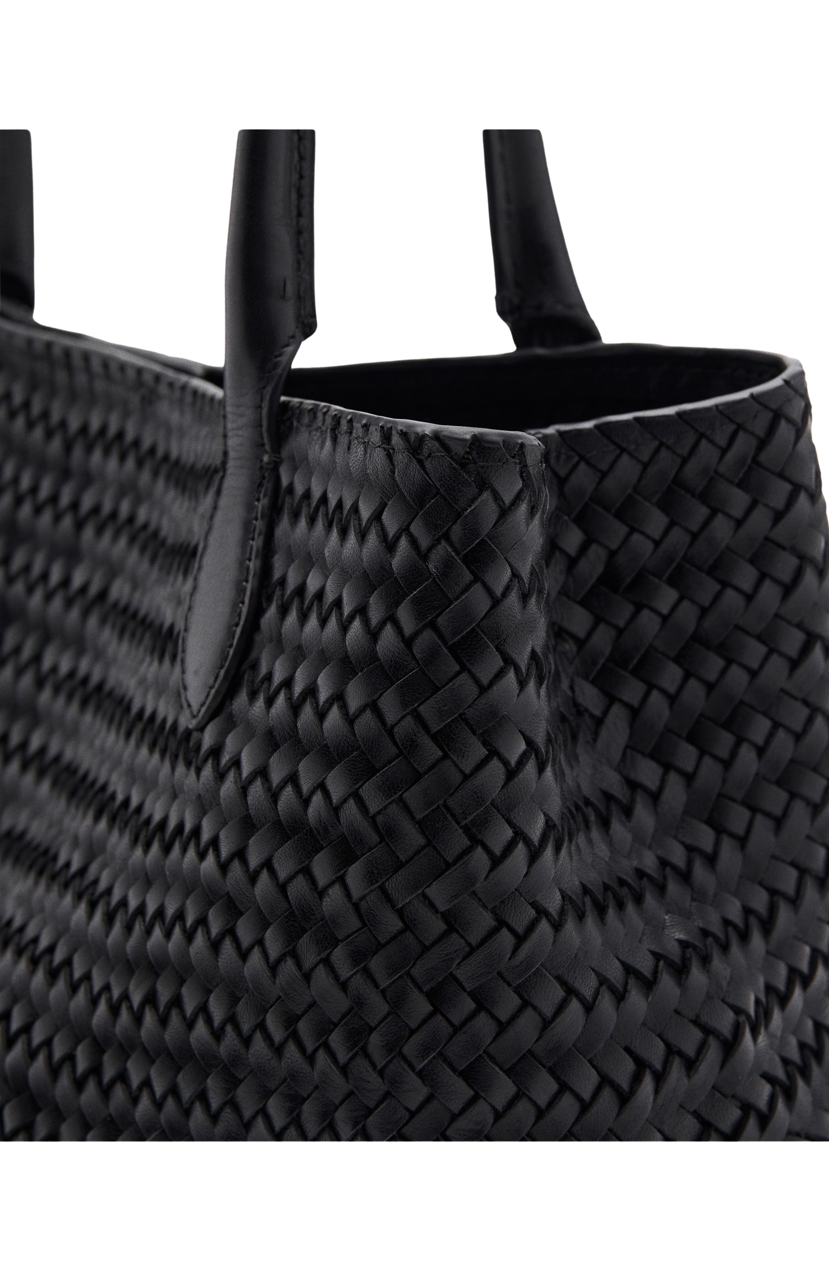 MANGO Braided Leather Shoulder Bag, Alternate, color, Black