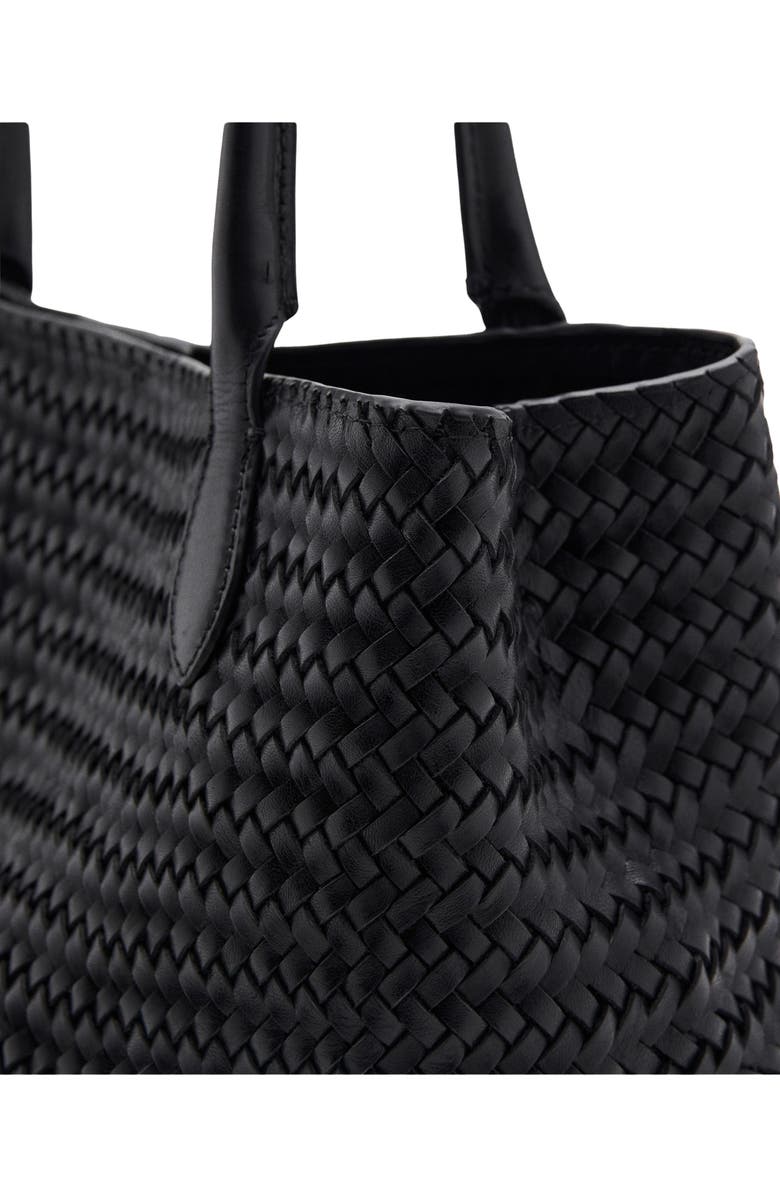 MANGO Braided Leather Shoulder Bag, Alternate, color, Black