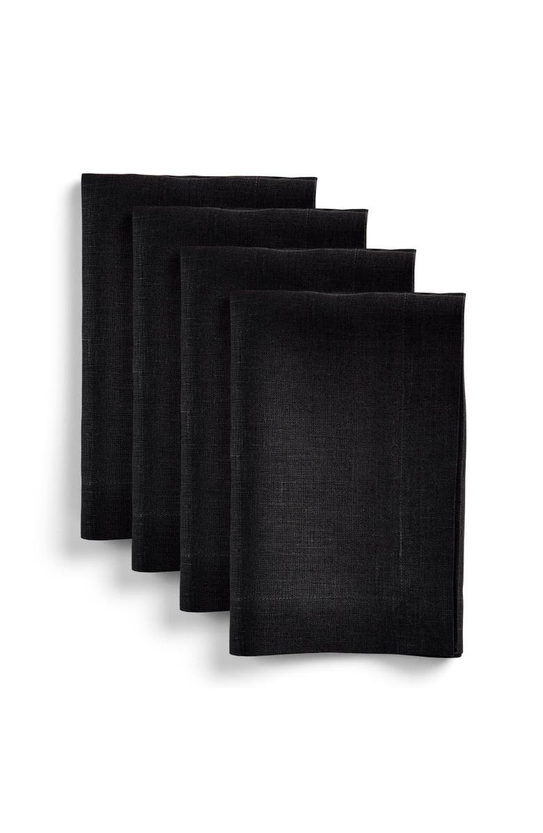 Solino Home Linen Dinner Napkins - Diana, 20" x 20" Inch, Main, color, Black