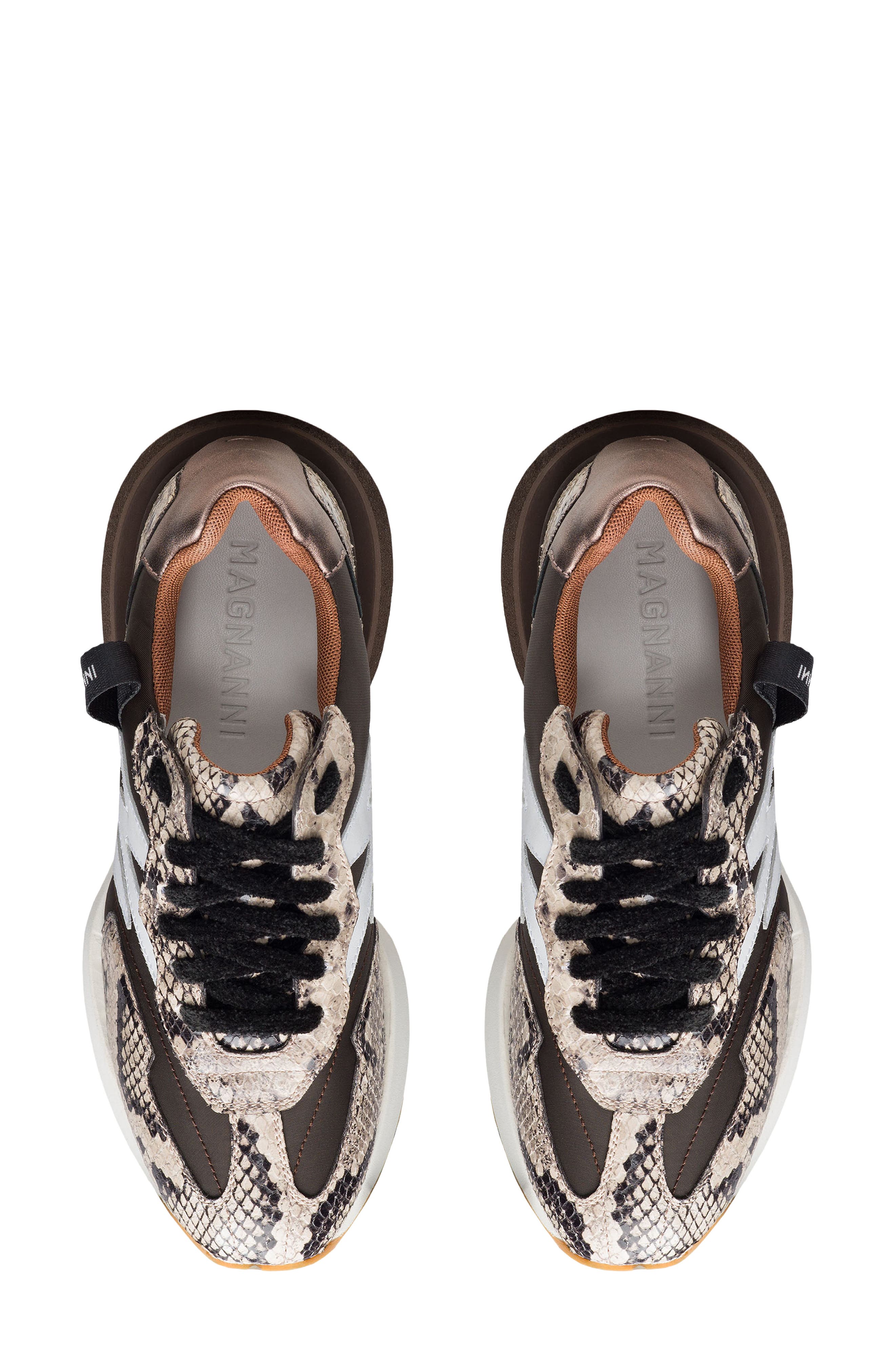 Mila Sneaker, Alternate, color, BEIGE FAUX PYHTON AND BROWN