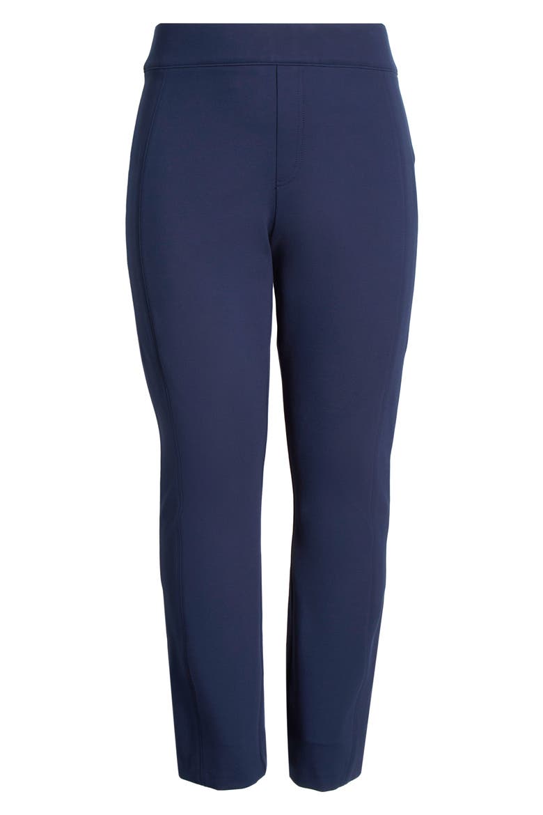 High Waist Slim Straight Ponte Pants, Alternate, color, TIMELESS NAVY