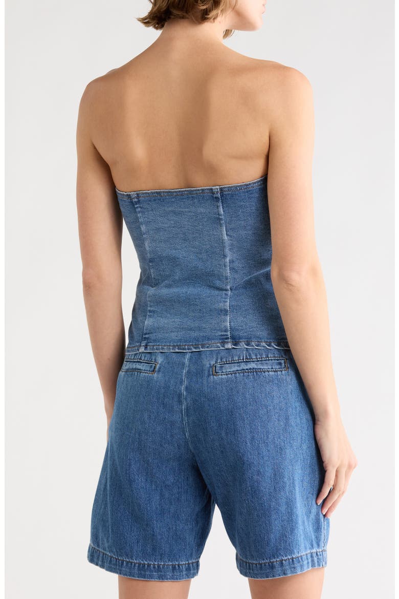 Strapless Button Front Bustier, Alternate, color, HERITAGE DENIM