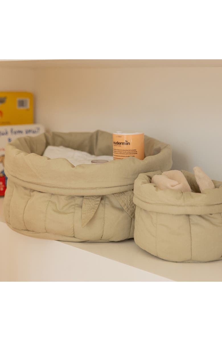 Lorena Canals Set of two quilted baskets, Alternate, color, Olive