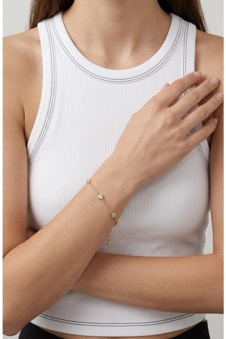 Diamondette Bezel Bracelet, Alternate, color, GOLD