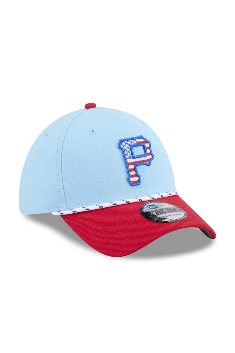 Men's New Era Light Blue/Red Pittsburgh Pirates 2025 Fourth of July 39THIRTY Flex Hat, Alternate, color, Light Blue