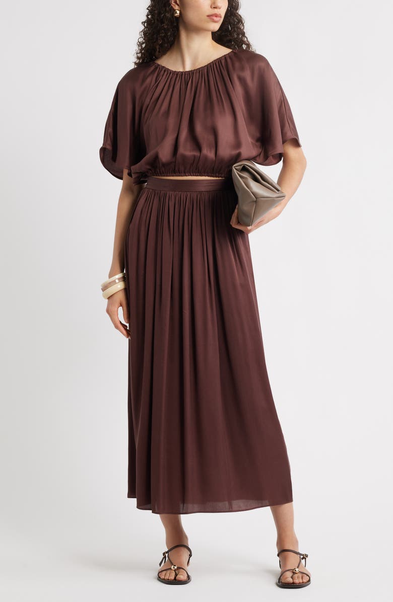 Nordstrom Flutter Sleeve Crop Top, Alternate, color, Brown Malicacia